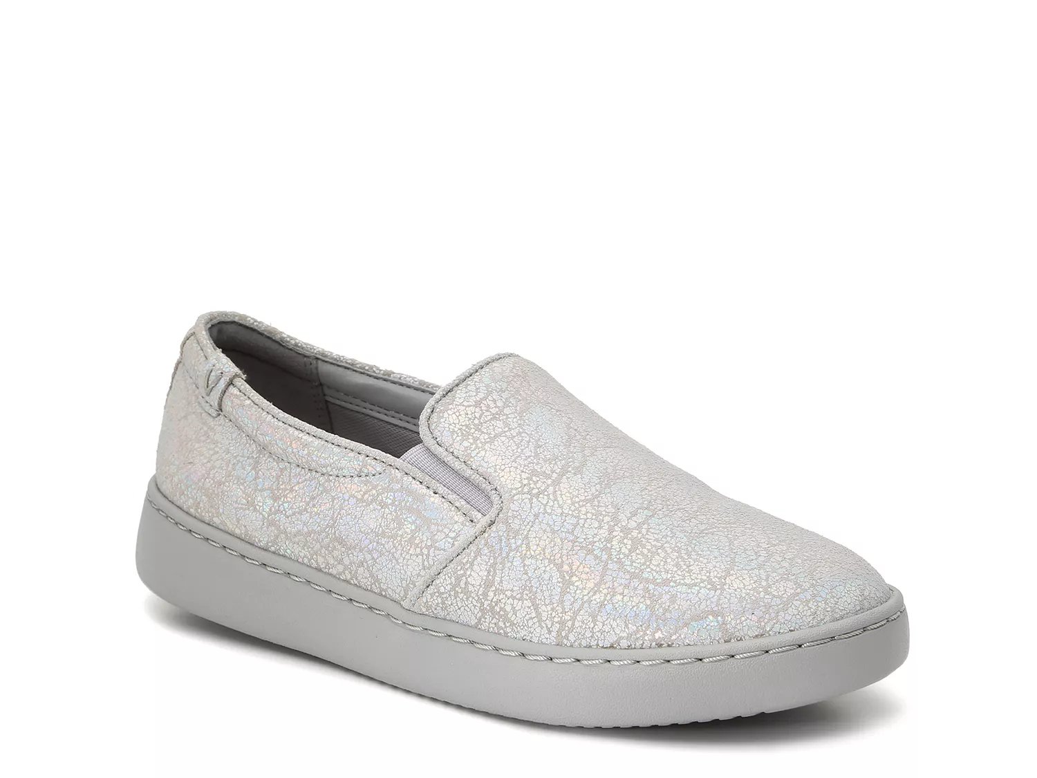 silver slip on sneakers