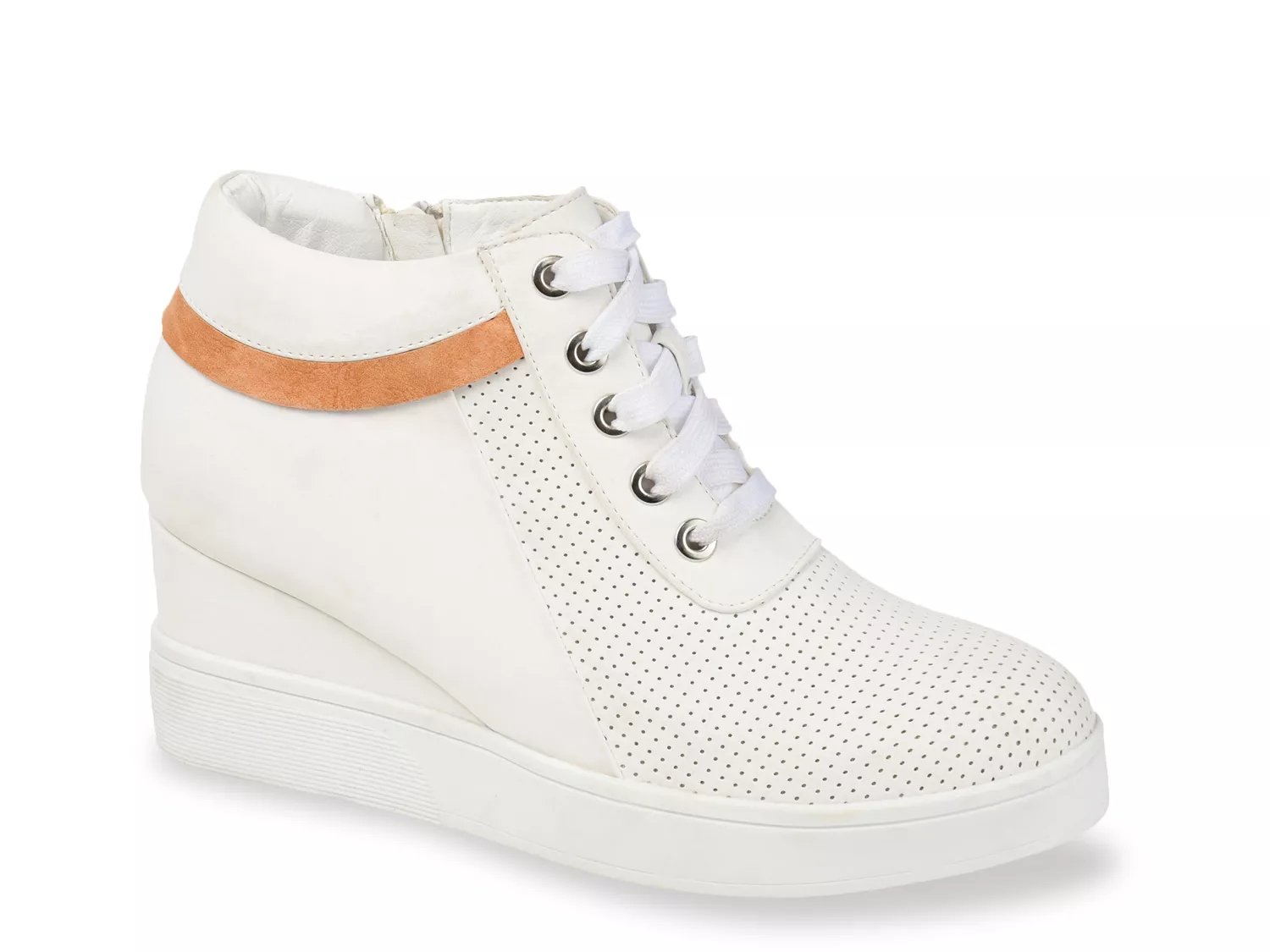 all white wedge sneakers