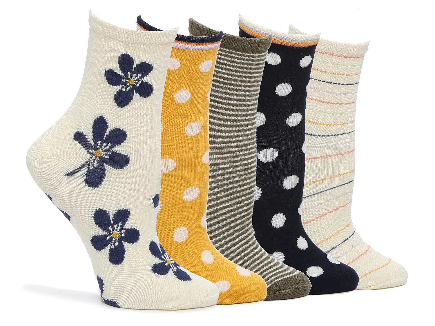  Polka Dot Women's Crew Socks - 5 Pack 