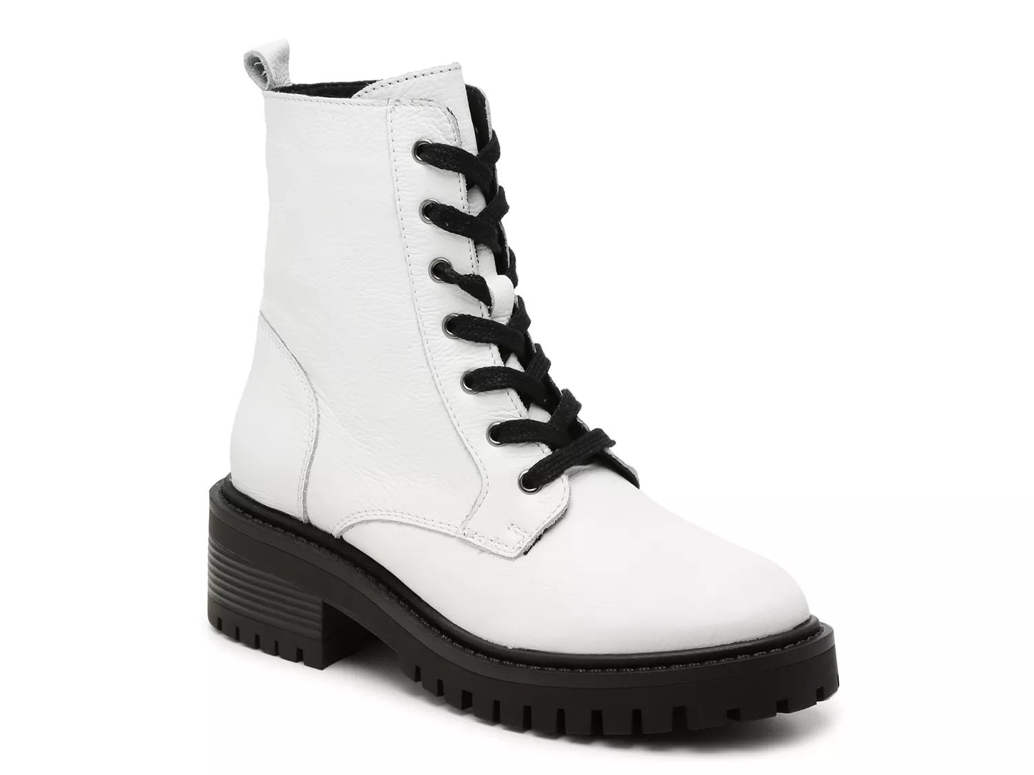 black and white combat boots