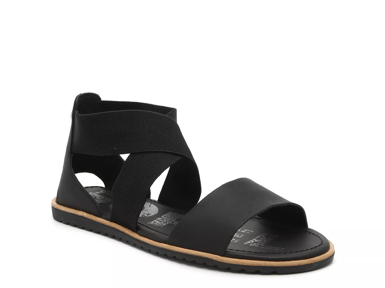 Women's Black Flat Stretch Sandals | DSW