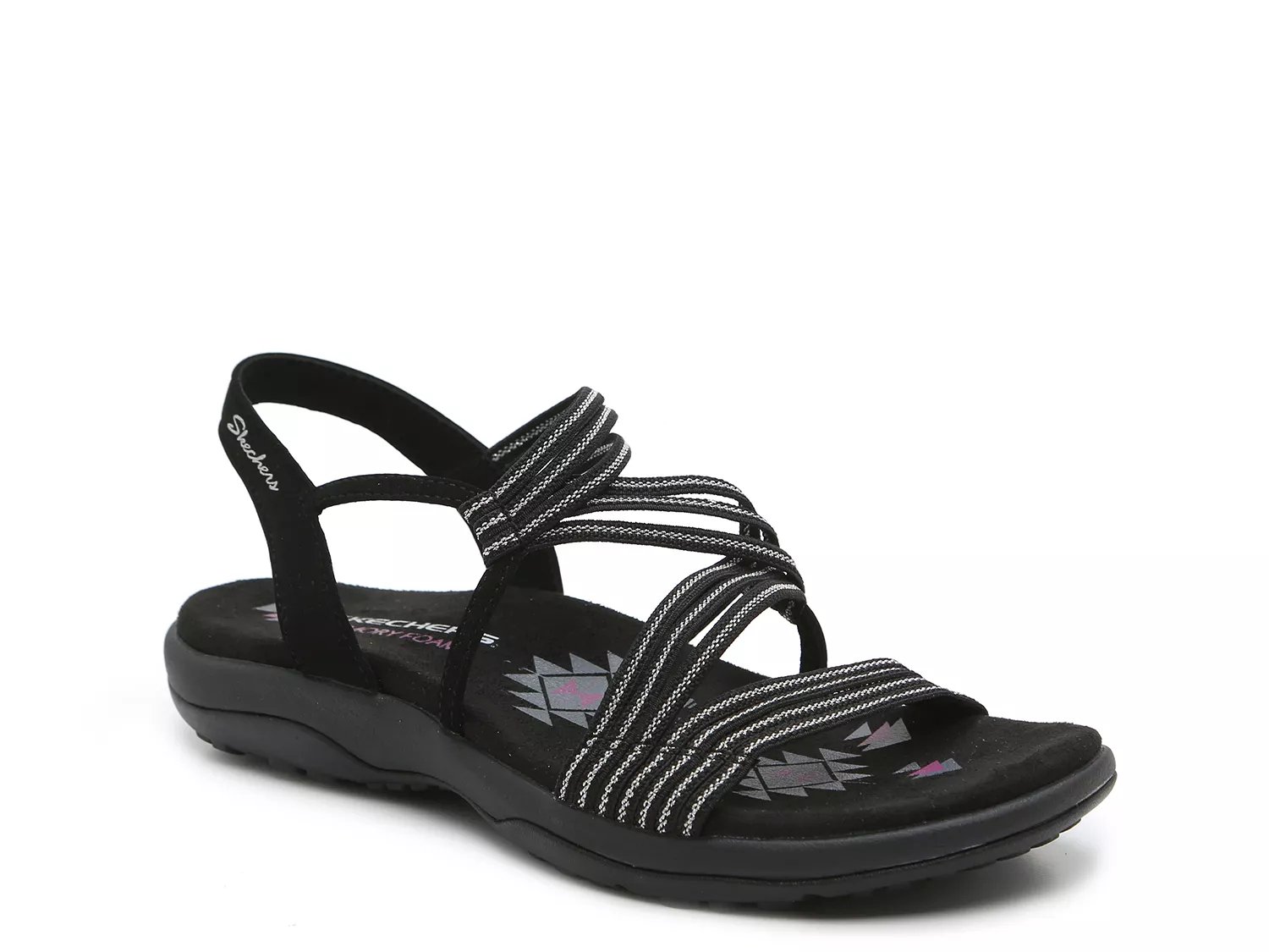 Women's Black Skechers Footbed Sandals 