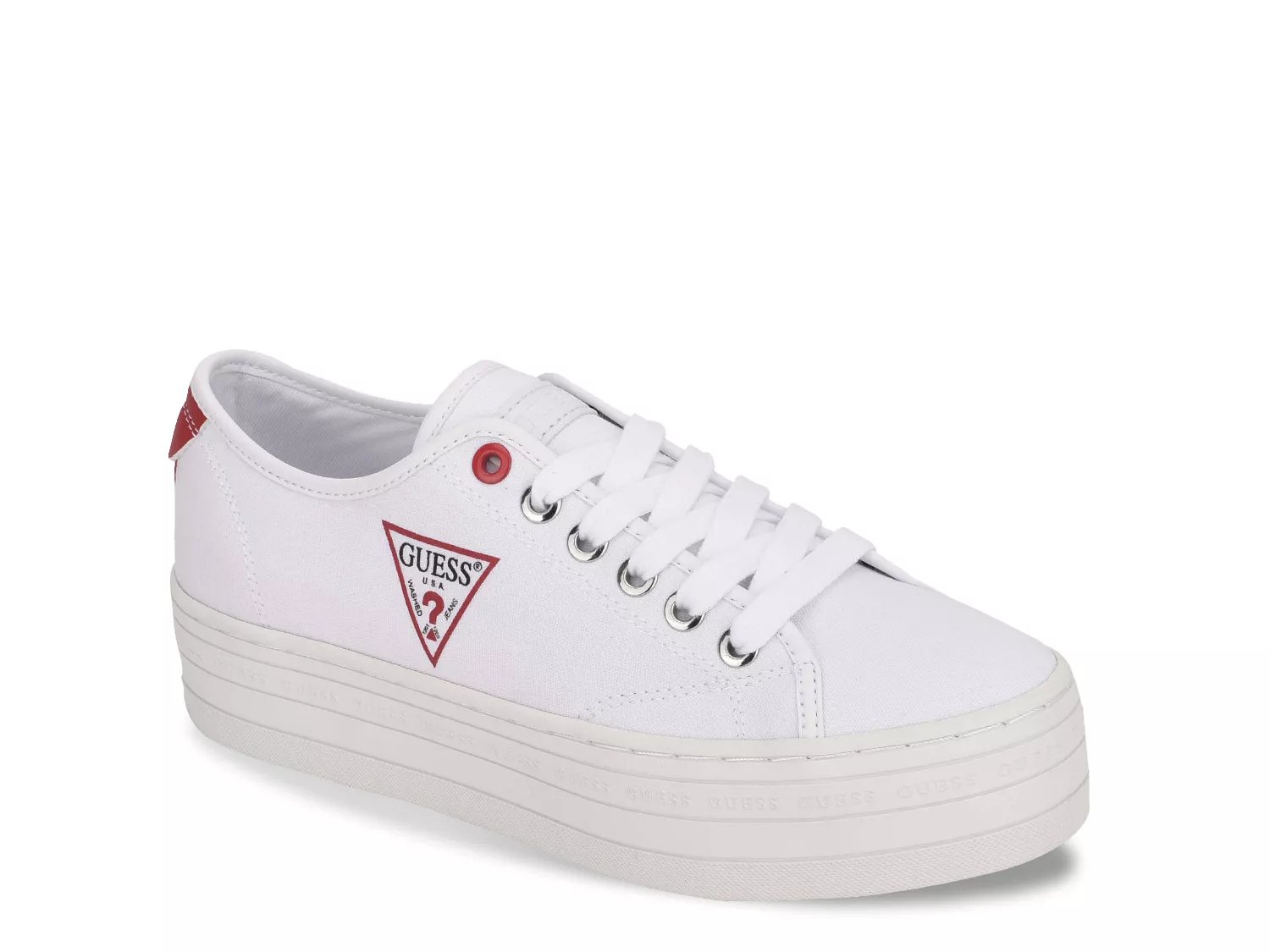 guess white platform sneakers