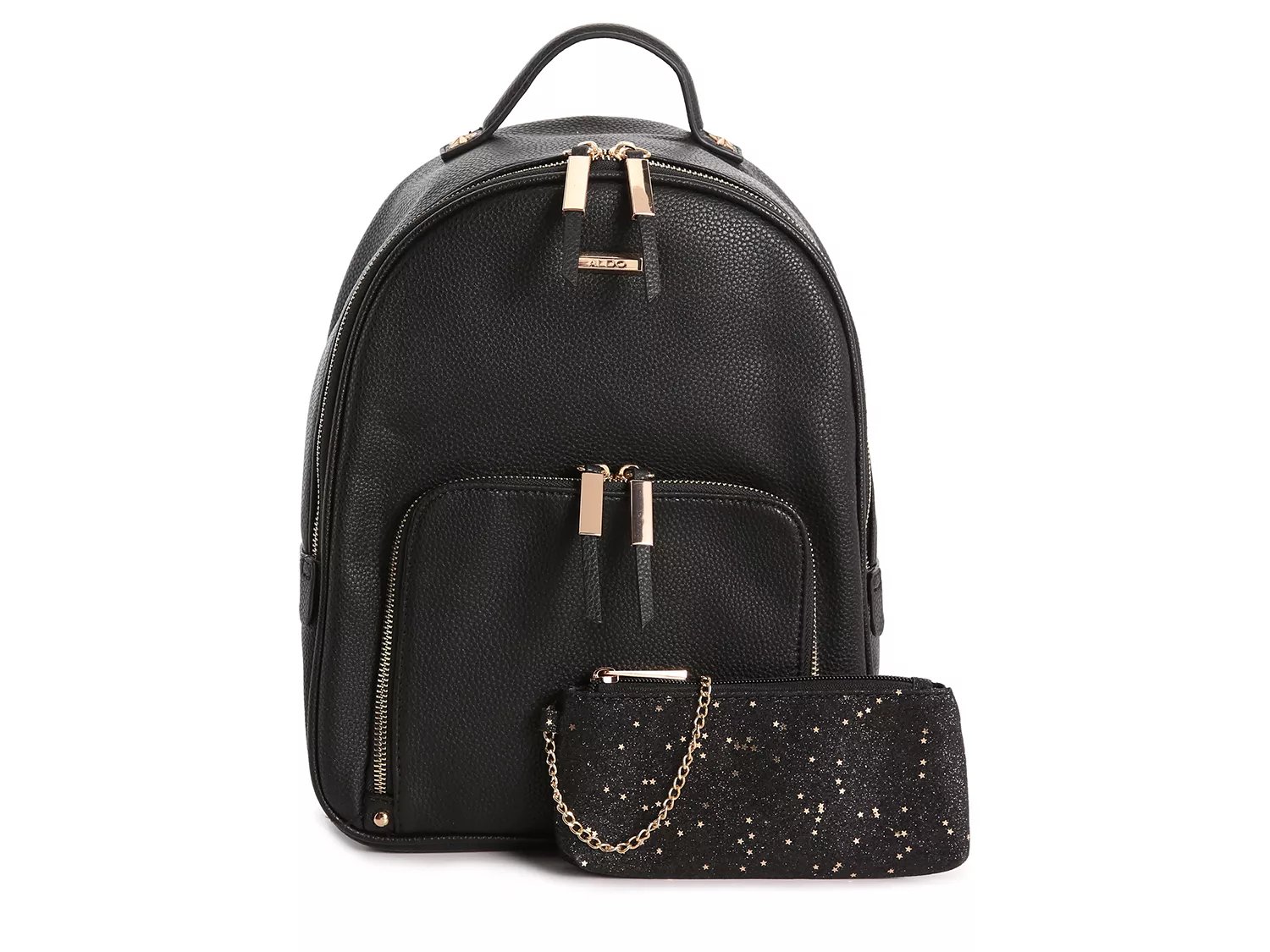 aldo backpack black leather