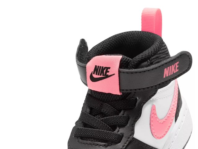 Pink and black high top nikes sales