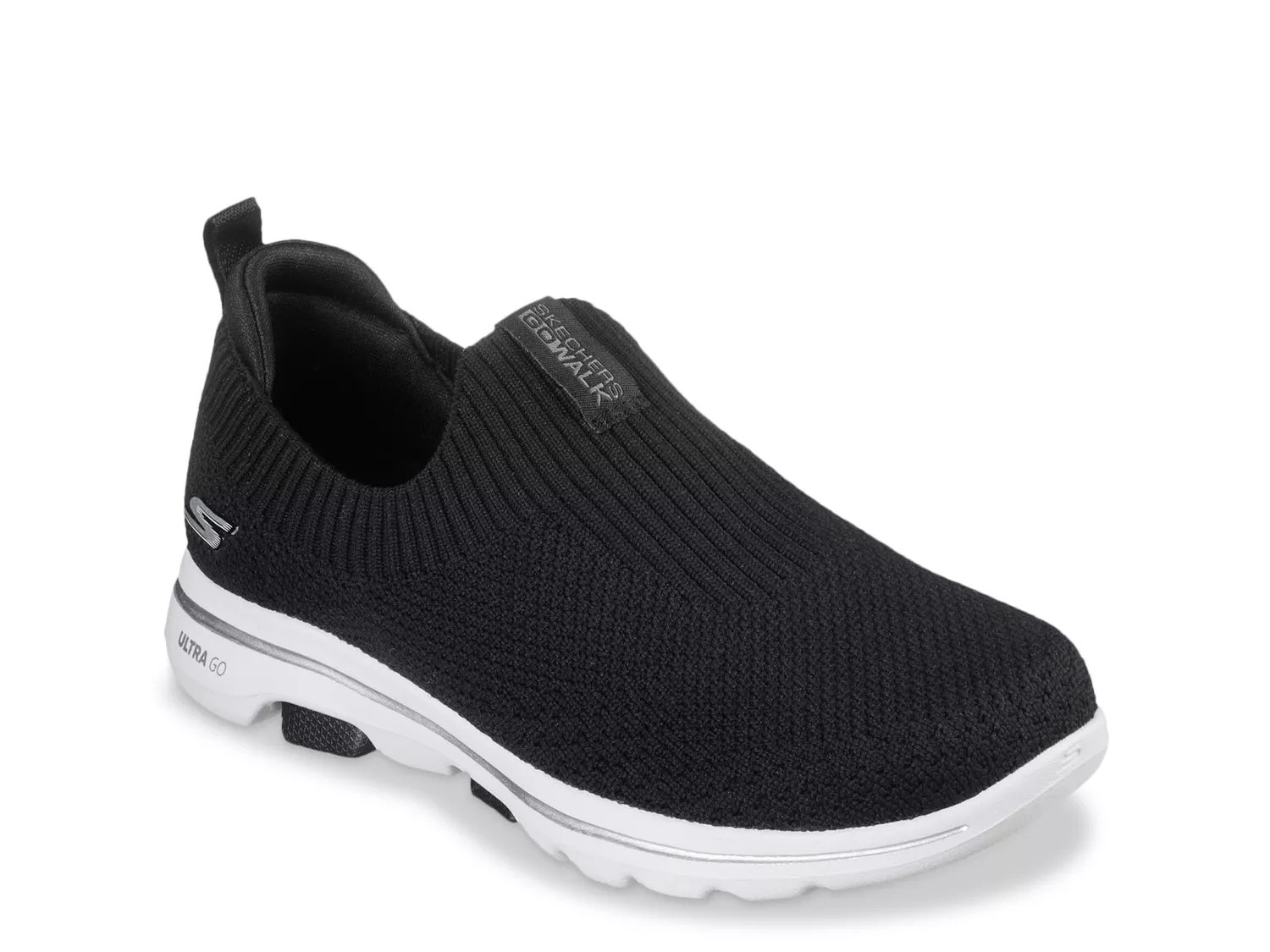 skechers black slip on tennis shoes