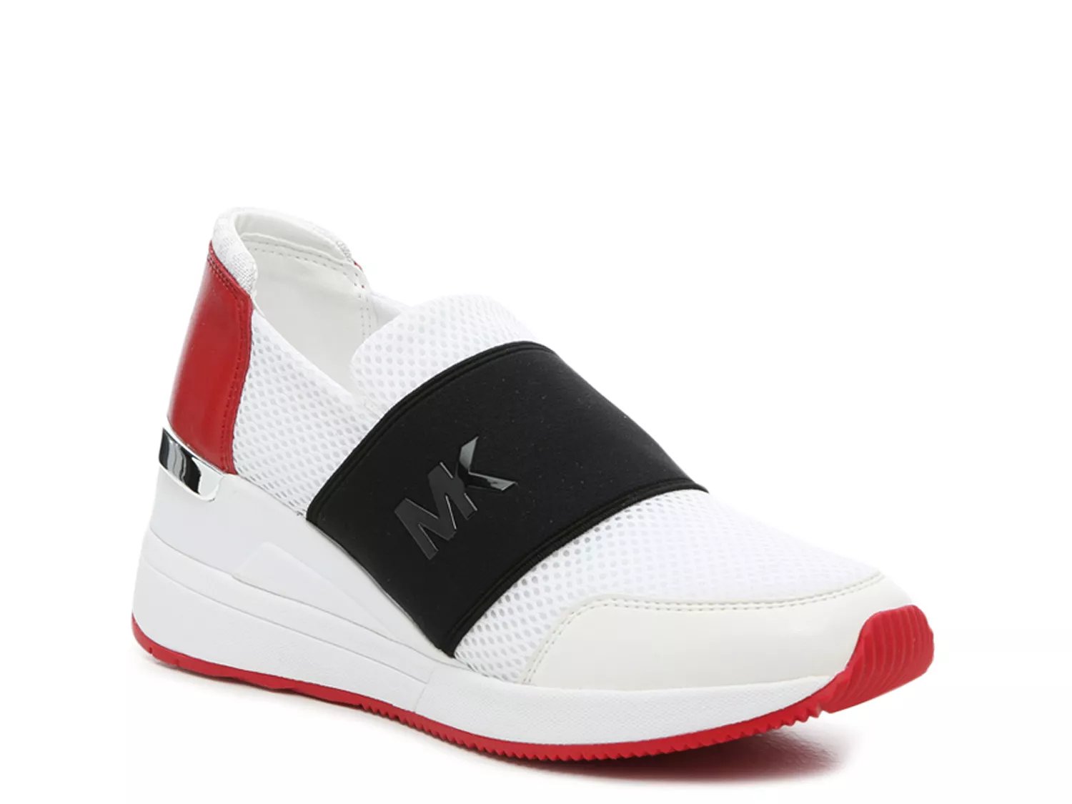 white wedge slip on sneakers