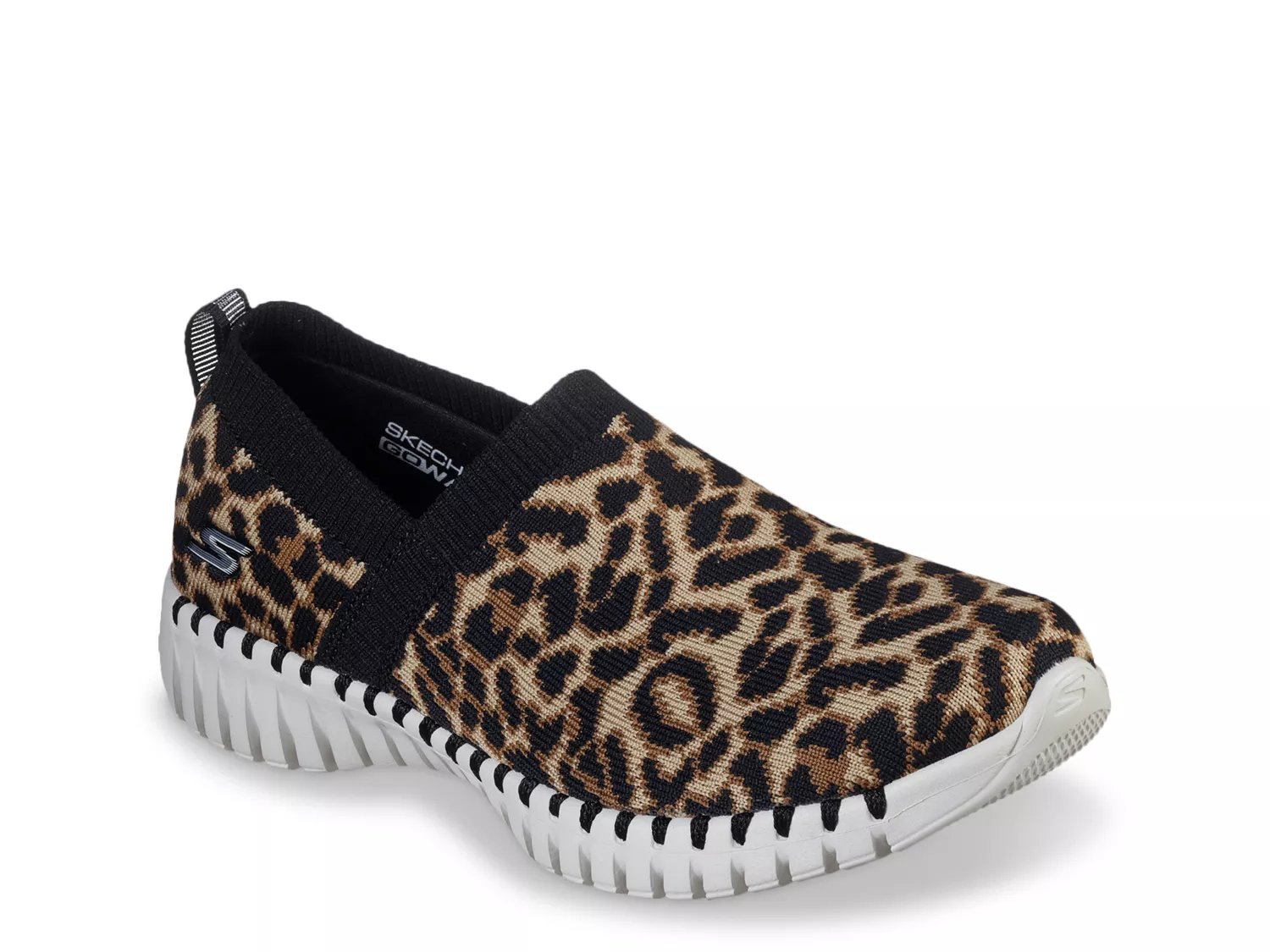 skechers go walk gray leopard print