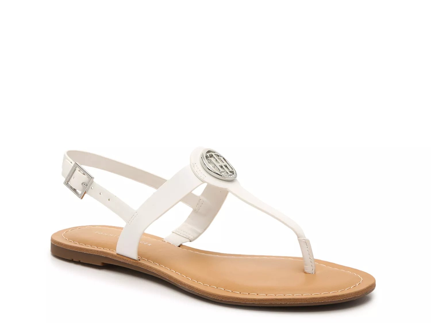 tommy hilfiger white flat sandals