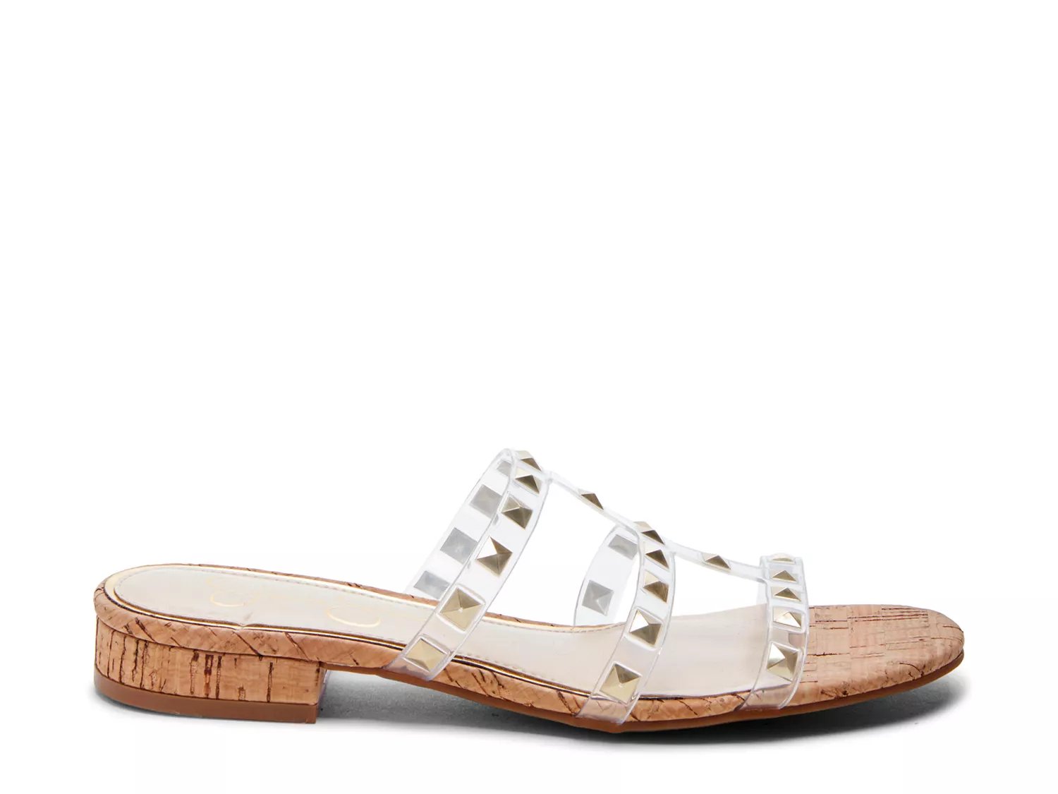 caira2 studded clear & cork sandals