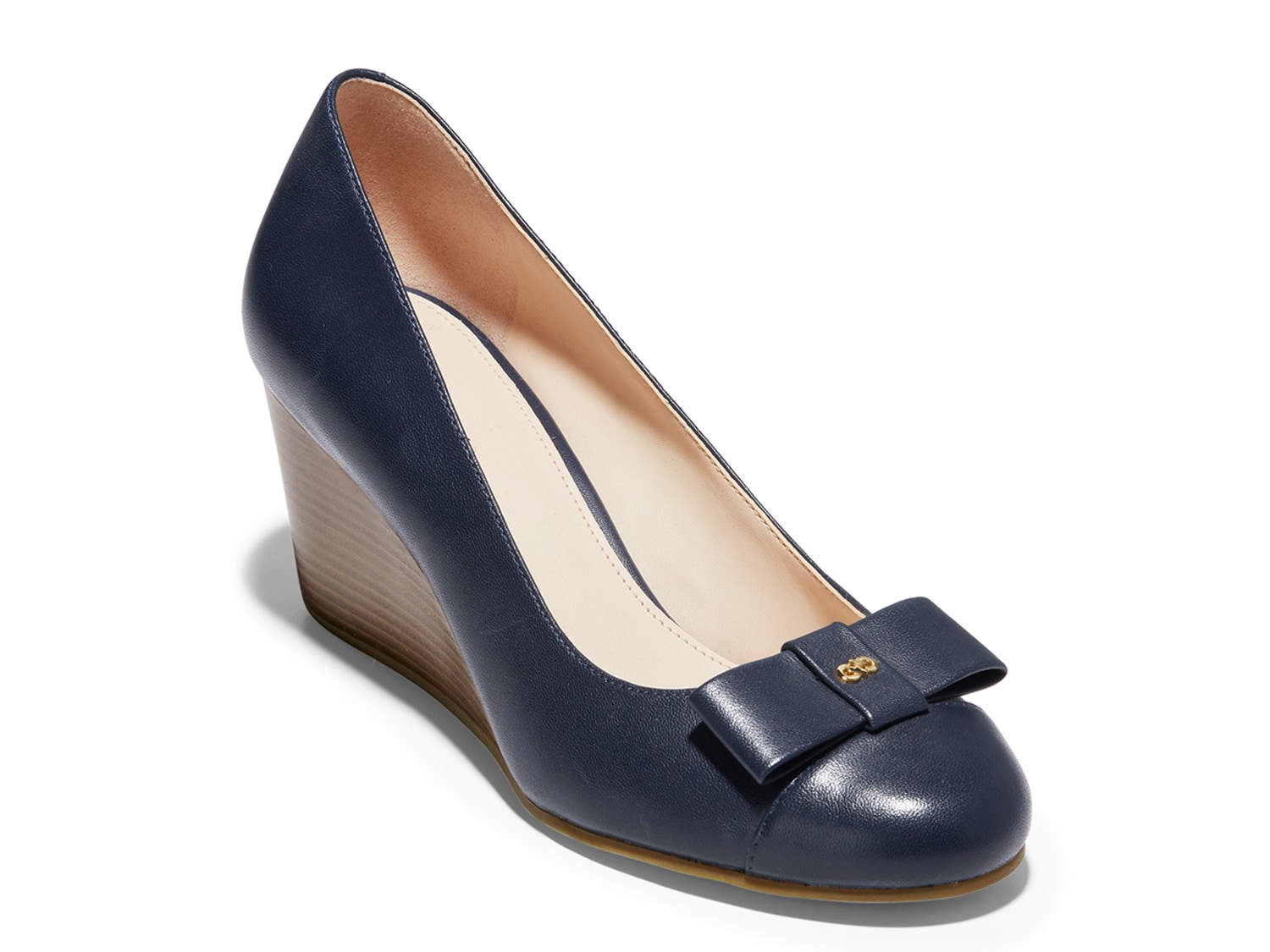 cole haan adair leather bow wedge