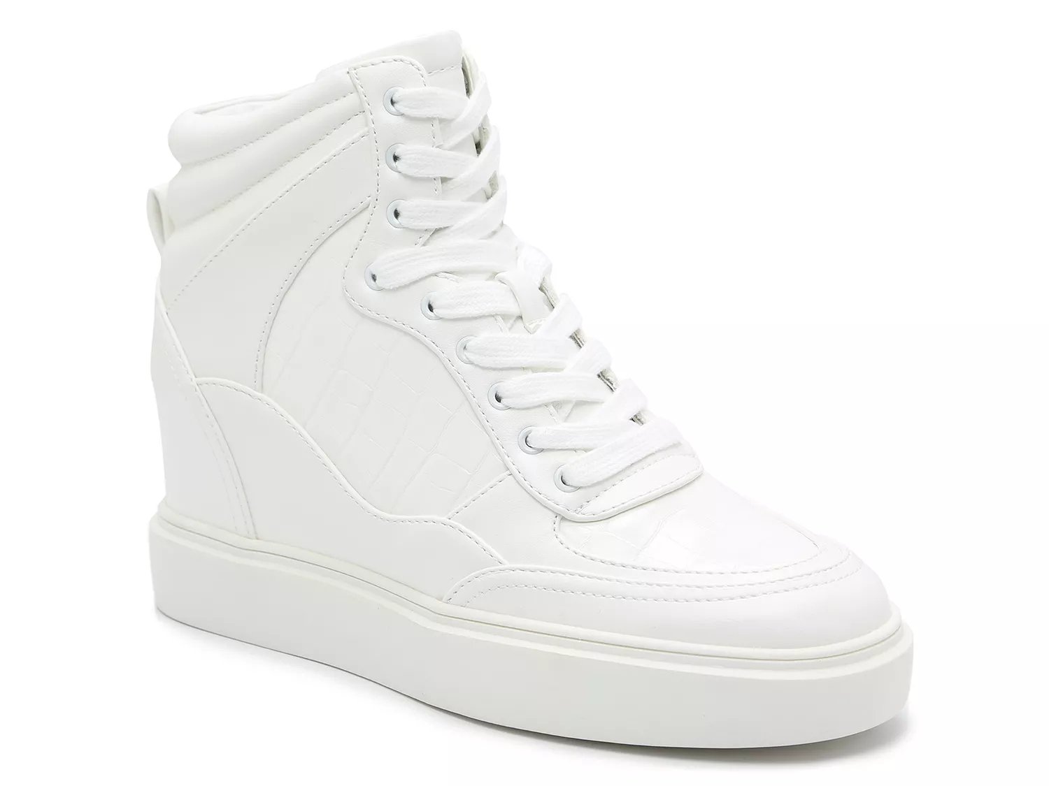 white wedge slip on sneakers