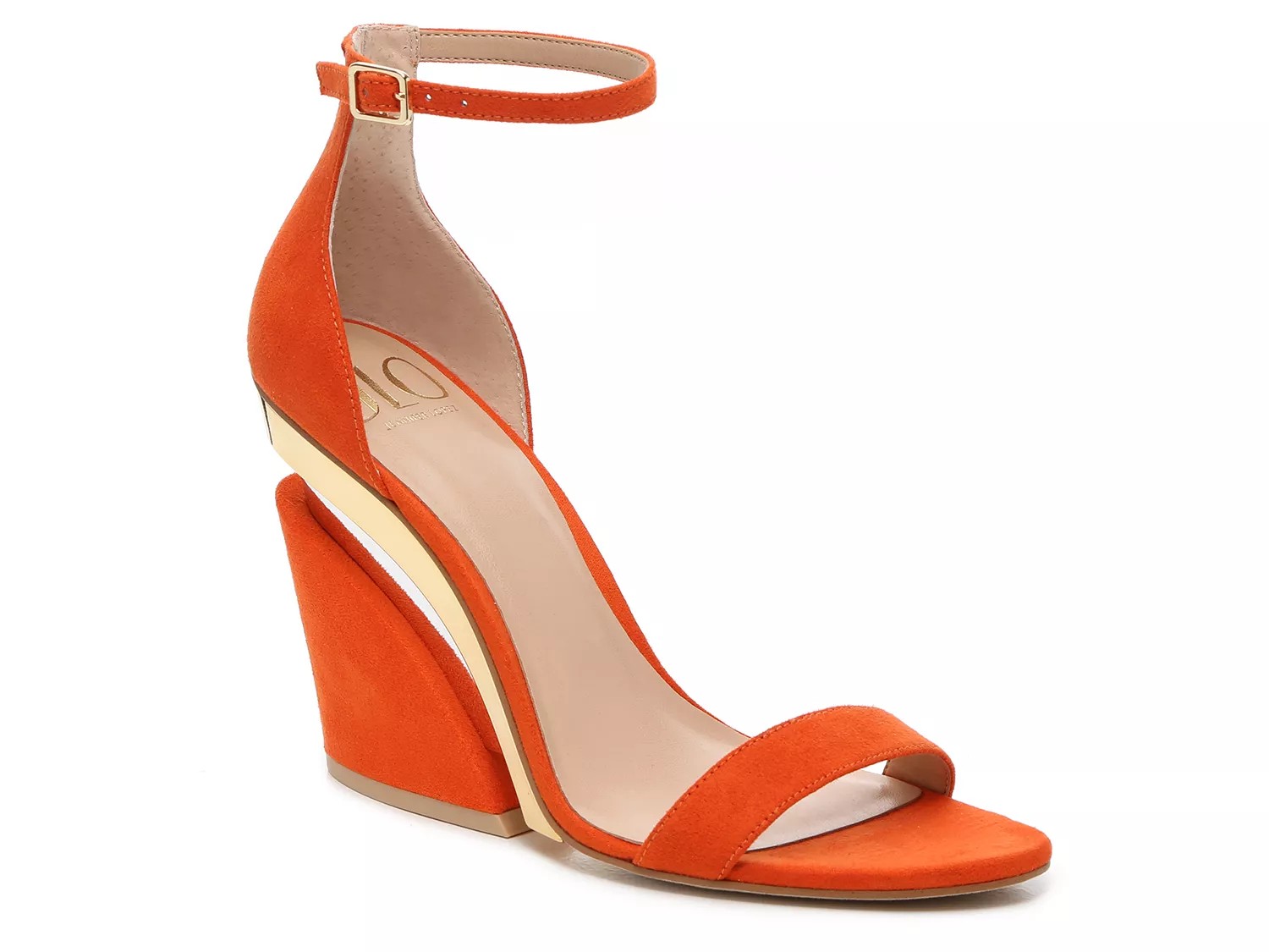 orange wedge heels