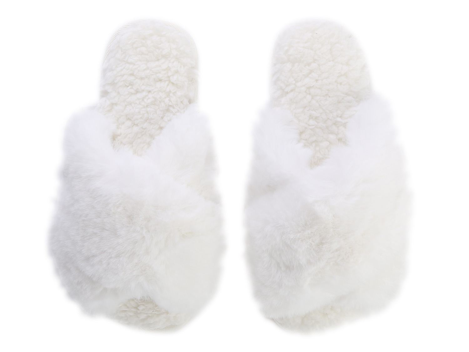 fur criss cross slippers