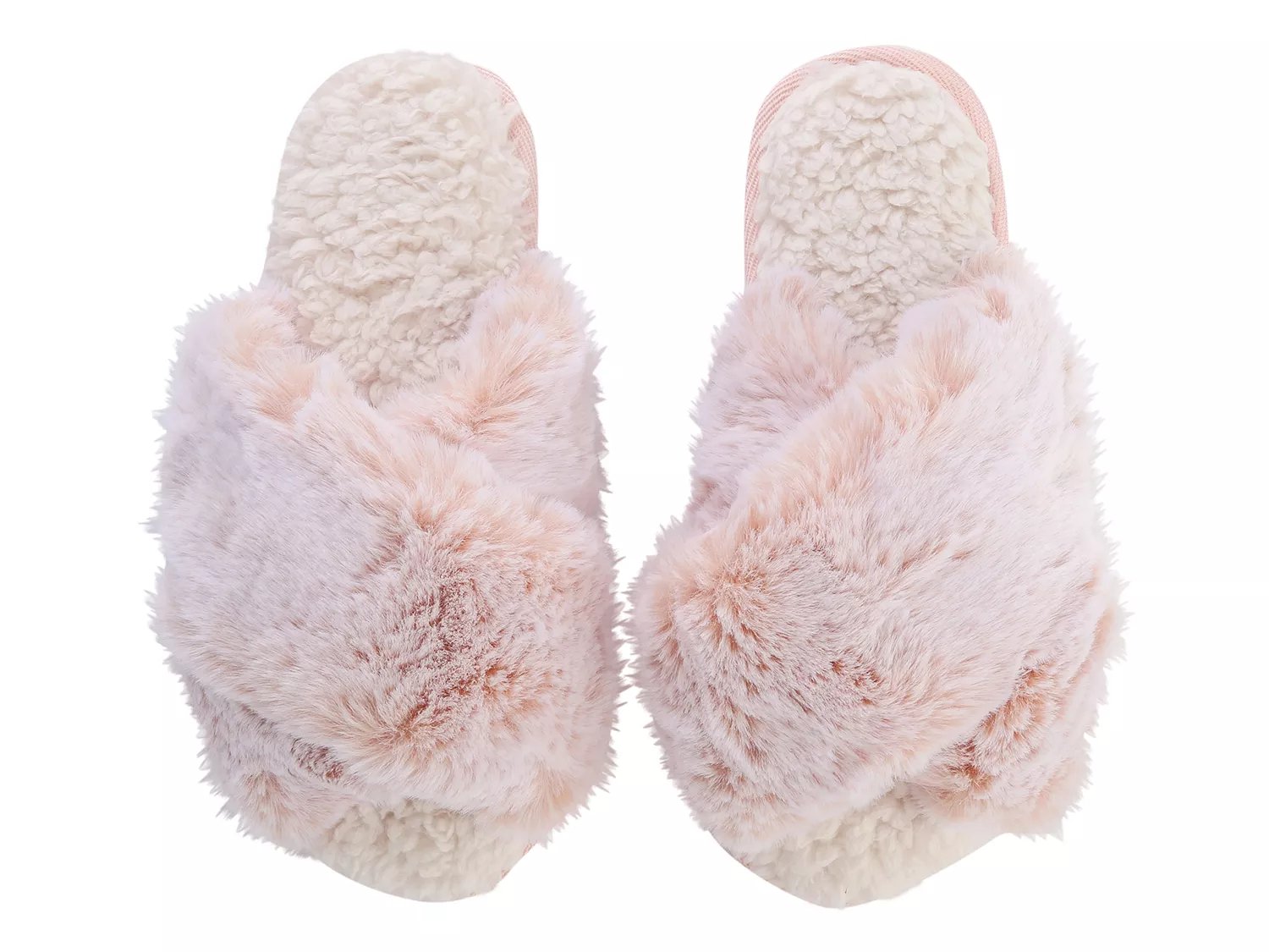 fur criss cross slippers