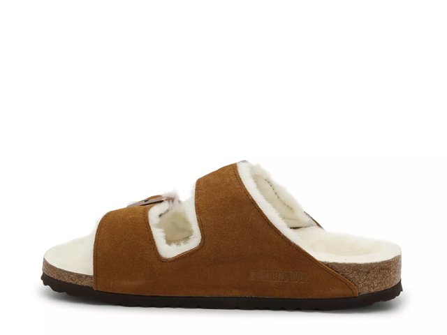 Birkenstock Womens Arizona Shearling Suede Leather Antique White 37