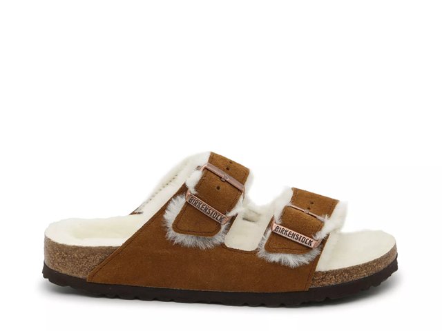 Birkenstock Womens Arizona Shearling Suede Leather Antique White 37