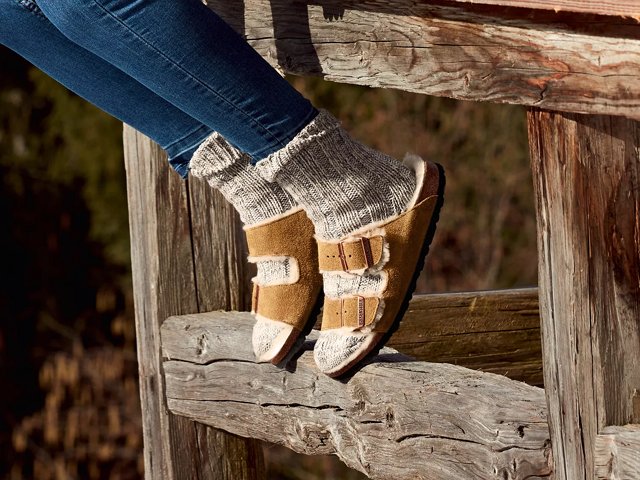 Birkenstock shearling lined sandals new arrivals