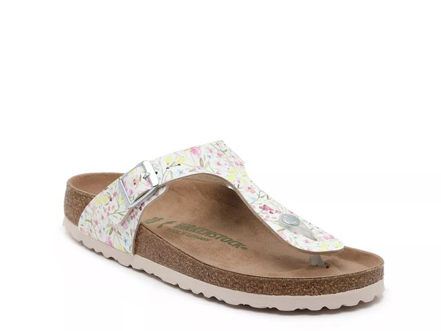 Birkenstock gizeh meadow flowers beige hot sale