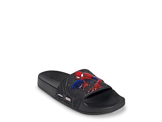Adidas x Disney Adilette Comfort Spider-Man Slides - Kids - Core Black / Cloud White / Better Scarlet Red - 5