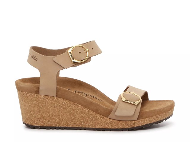 Women's cognac wedge sandals discount