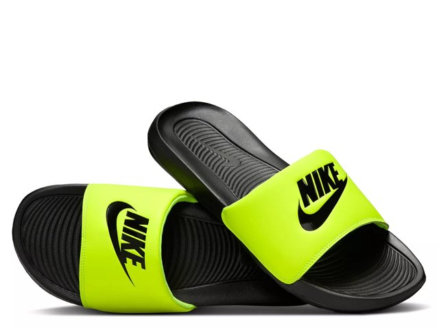 Black and green nike slides discount