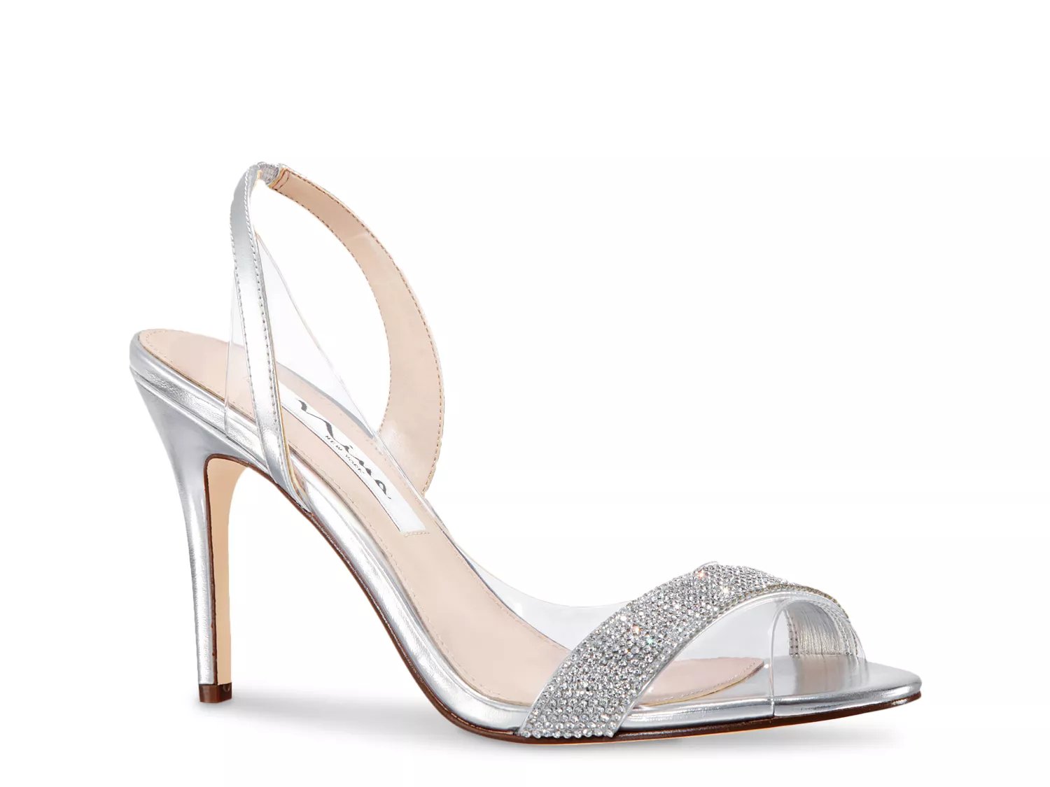 silver strappy heels dsw