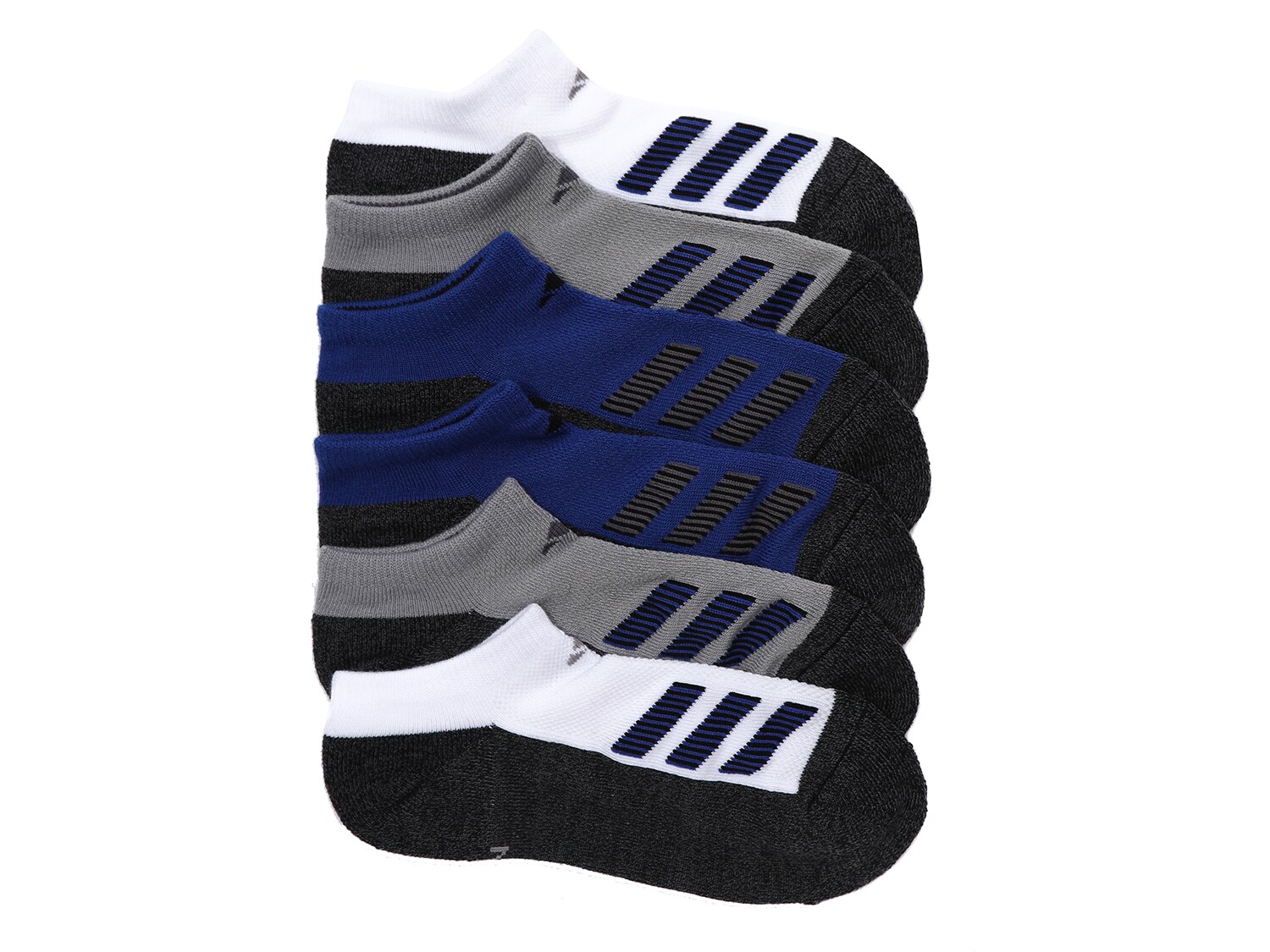  Cushion Stripe Kids' No Show Socks - 6 Pack 