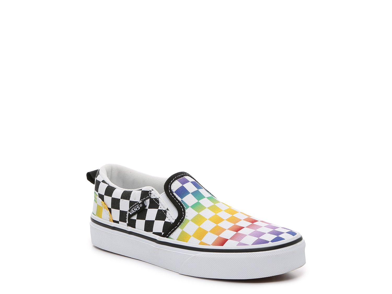 Vans Asher Rainbow Check Slip-On Sneaker - Kids' - Free Shipping | DSW