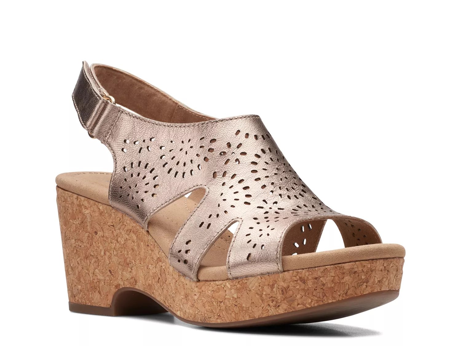 clarks gold wedge sandals