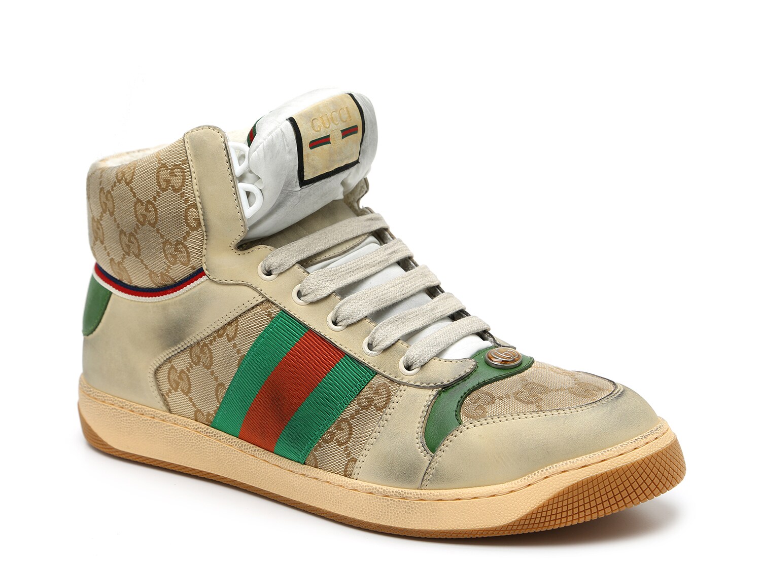 Gucci Men's Screener Signature Web Leather Low-Top Sneakers