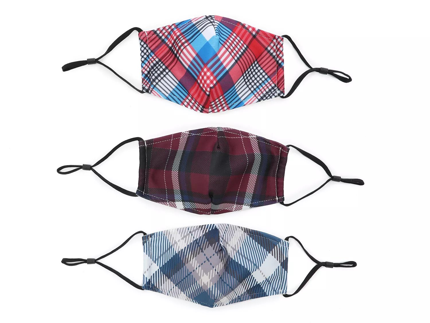  Plaid Kids' Face Masks Set - 3 Pack 