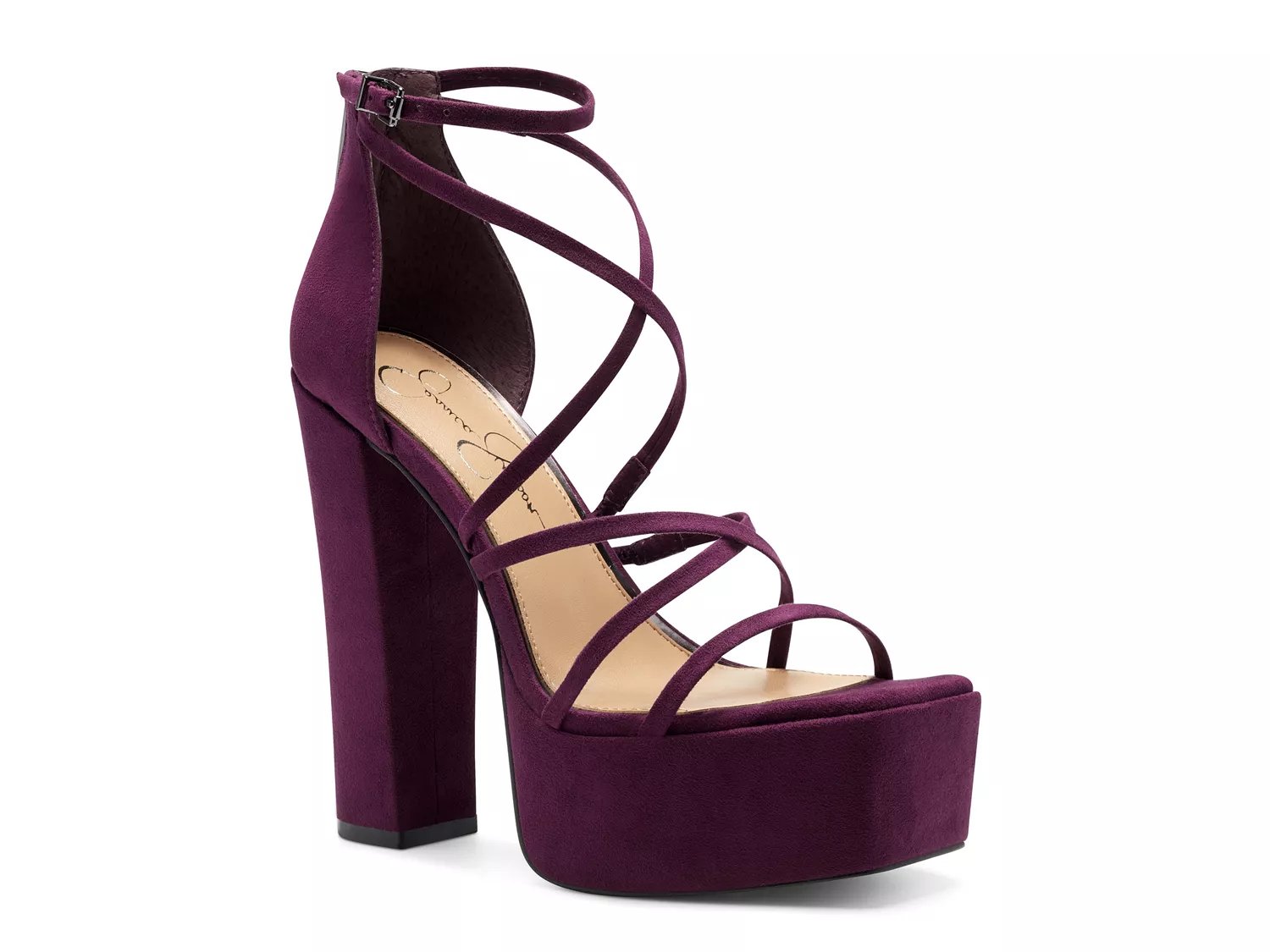 dark purple block heels