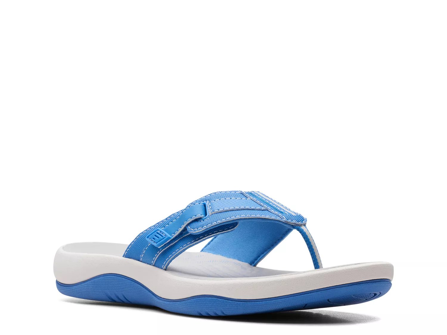  Clarks Women's Breeze Sea Flip-Flop, Aqua Synthetic, 5