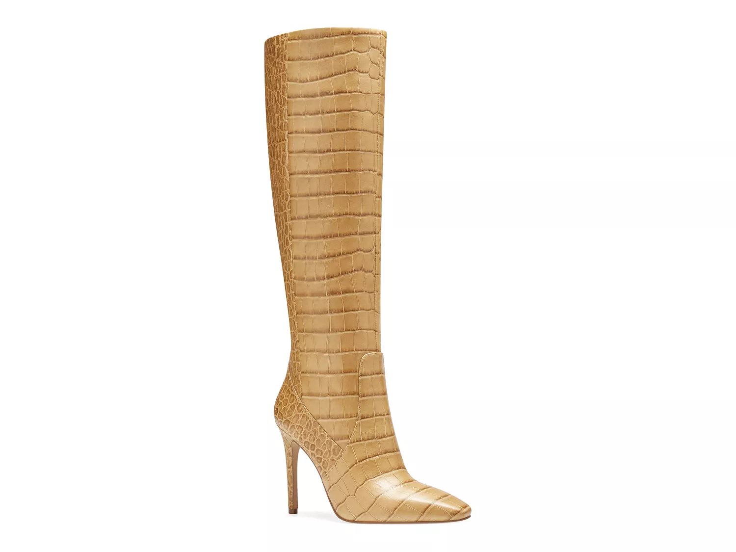 beige over the knee high heel boots