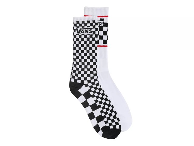 Vans Multi Check Men's Crew Socks - 2 Pack - Free Shipping | DSW