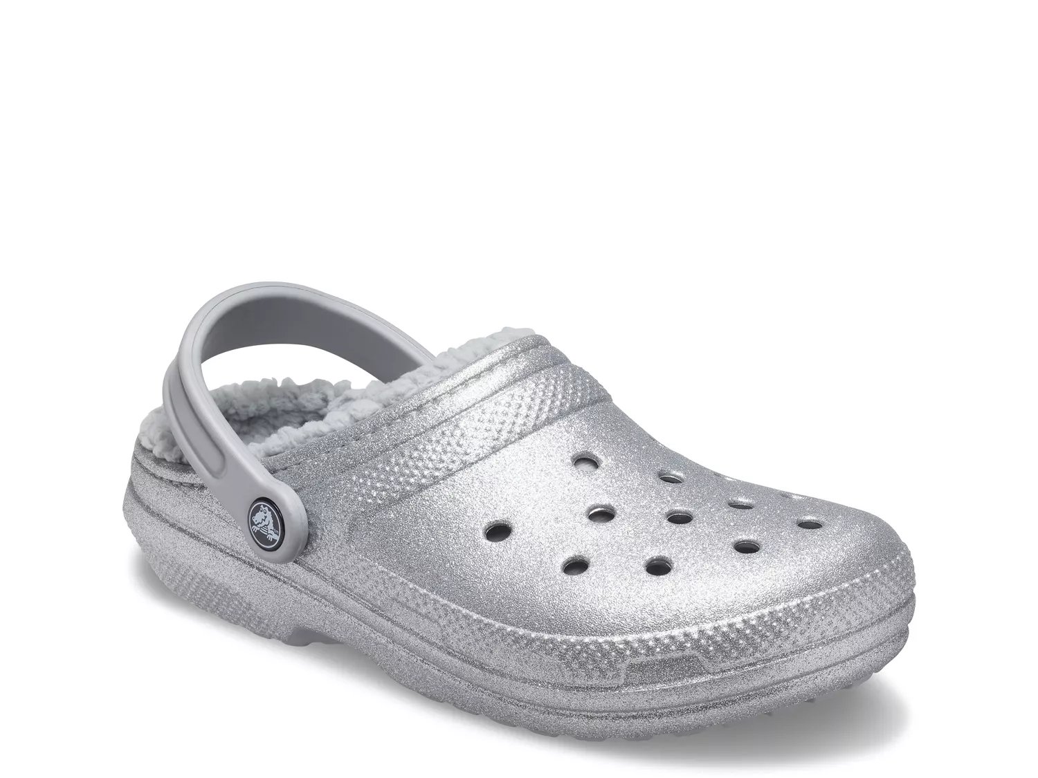 Silver crocs with discount fur