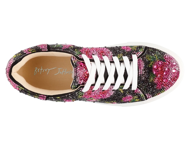 Betsey Johnson Suton Highwall Bling Platform Sneaker | Women's | Bright Blue/Multicolor Floral Print | Size 7.5 | Sneakers