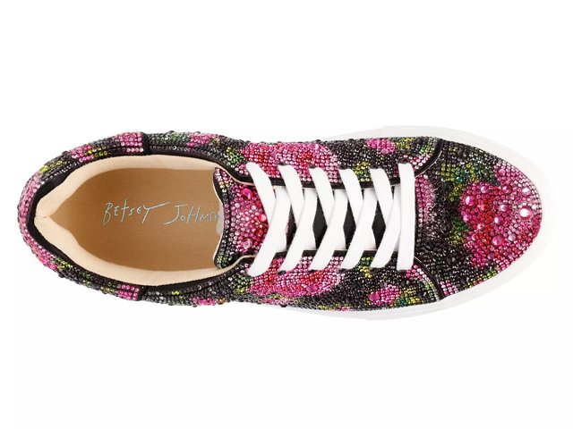 Betsey Johnson Suton Highwall Bling Platform Sneaker | Women's | Bright Blue/Multicolor Floral Print | Size 7.5 | Sneakers