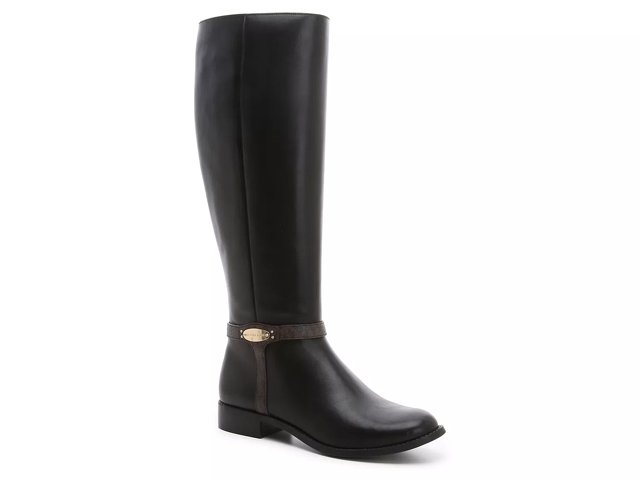 Michael kors riding boots black and brown on sale