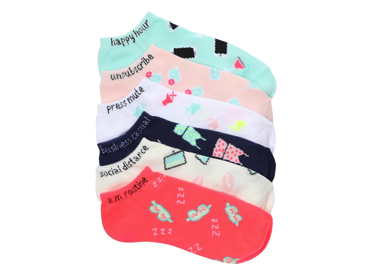  Social Distance Women's No Show Socks - 6 Pack 