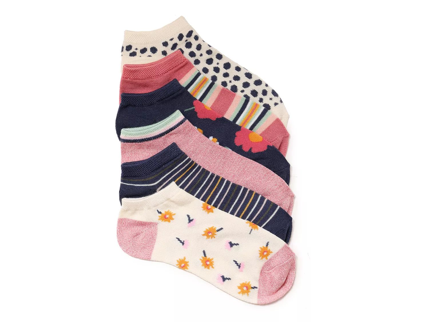  Ditsy Floral Women's No Show Socks - 6 Pack 