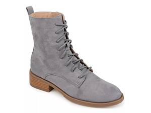 ShoeLand KASEY-Women's Military Lace Up Front, Zipper, Double Buckled,  Combat Boots (Grey)