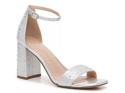 Silver chunky heel sandals hot sale