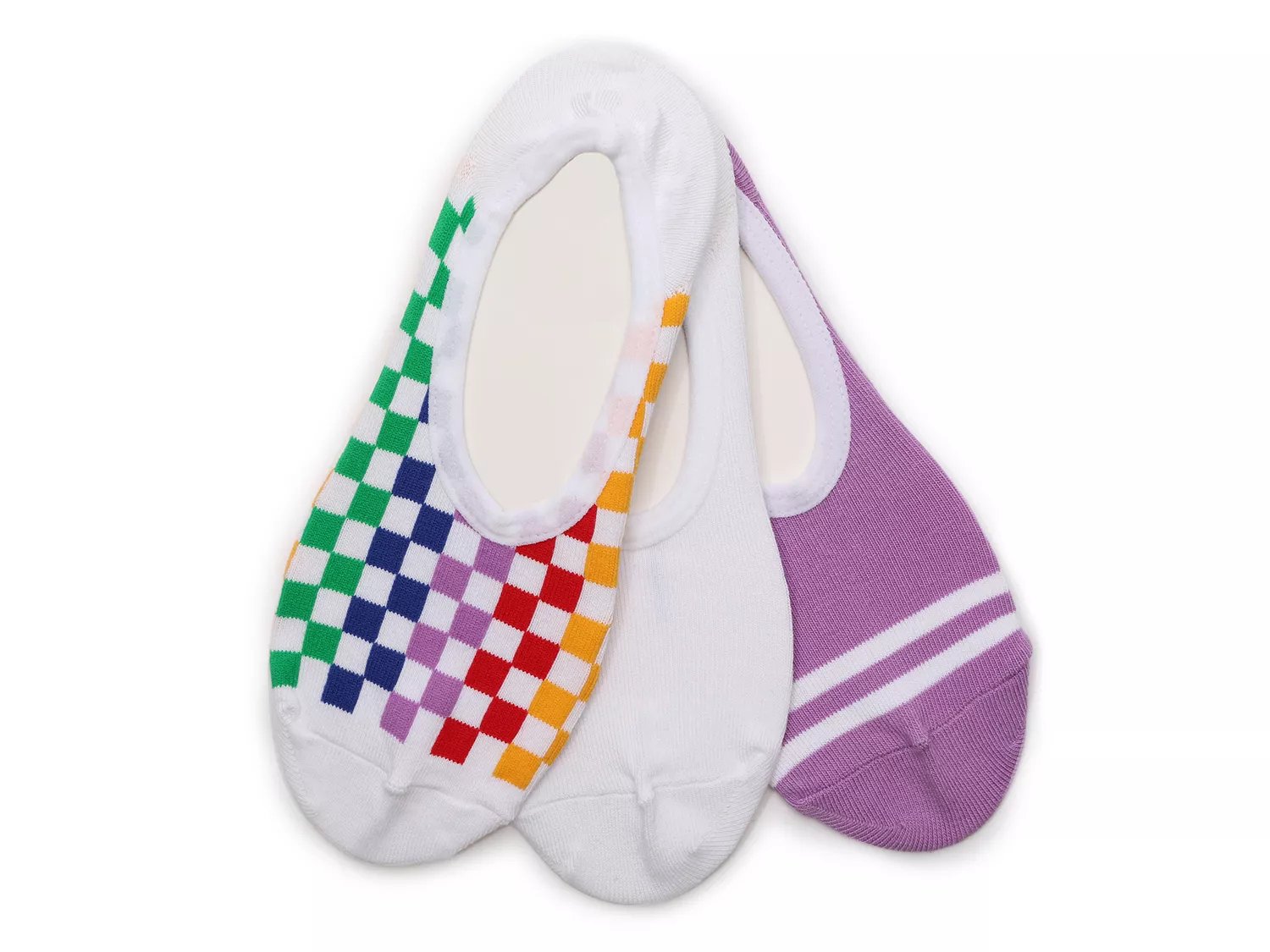  Retro Rainbow Women's No Show Liners - 3 Pack 