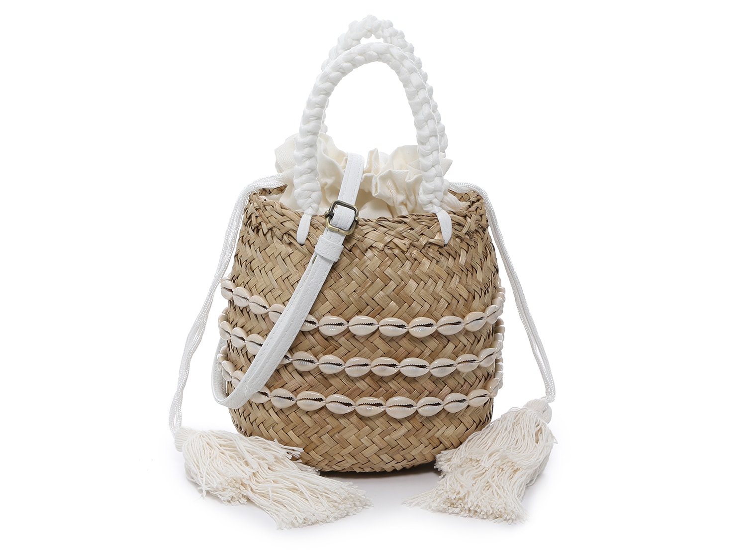  Straw Shell Bucket Bag 