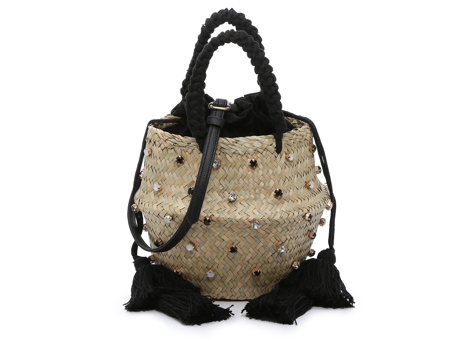  Straw Stone Bucket Bag 