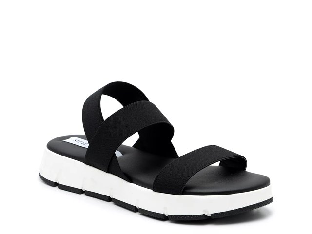 Steve madden black and white sandals cheap