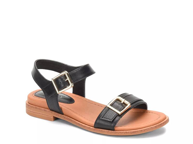 dsw flat black sandals