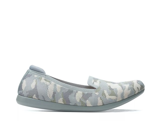 Clarks, Shoes, Clarks Carly Hope Cloudsteppers Flats Blue Knit Camo  Womens Slip On Shoes